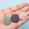 1pc natrual crystal stone gemstone agate Stainless steel adjustable circular pendant necklace for women and men - Image 5