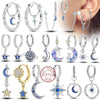 Silver Hoop Earrings Star Moon Stud Drop Earrings For Woman Party Wedding Accessories Jewelry Gift - Image 1