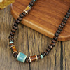 1PC Men's Retro Ethnic Long Wooden Beaded Necklacefor Men Bohemia Ceramic Beads Necklace Man Jewelry - Image 2