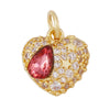 Brass Heart with CZ Zirconia Paved Charm Pendant, Gold Plated Zircon Jewelry Finding Supplies - Image 24