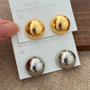 Tobest European Style Punk Geometric Half Metal Big Ball Round Earrings for Women Girls Party Accessories - Image 1