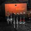 Ingemark 6Pairs/Set Halloween Red Crystal Skull Spider Metal Drop Earrings for Women Goth Cross Rose Piercing Earrings Jewelry - Image 3