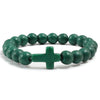 8mm Beads Religious Cross Bracelet for Women Men Natural Turquoise Stone Elastic Link Prayer Bracelet for Boy Girls - Image 29