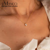 Rectangular Zirconia Pendant Women's Jewelry Stainless Steel Gold-Plated Short Necklace - Image 1