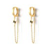 Gold Silver Color Plated Double Hole Link Chain Circle Hoop Earrings Zircon Star Lightning Eye Pendant Huggie Piercing Earring - Image 17
