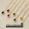 Stainless Steel Teardrop Pendant Necklace with Colorful Stone Details - Image 1