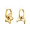 Classic Stainless Steel Heart Star Hoop Earrings For Women Punk Hip Hop Gold Silver Color Jewelry Female Gift Earrings oorbellen - Image 13