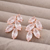 Rose Gold Color Shining Cubic Zirconia Leaf Flower Stud Earrings for Women Copper Material Wedding Party Jewelry - Image 1