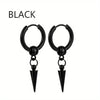 1-2 pairs Stainless Steel Men's Cone Pendant Earrings, Retro Punk Style Hip-hop Dangle Earrings For Men - Image 5