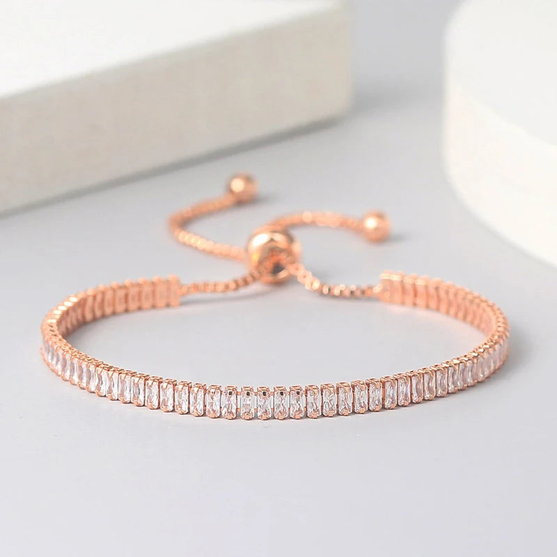Adjustable Tennis Bracelet For Women Iced Out Zircon Couple Bracelet On Hand Gift To Friends Wedding Jewelry - Image 1