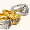 La. Muses Shiny Round Zircon Irregular Stainless Steel Women's Ring Pvd Gold Plated Jewelry Accessories - Image 5
