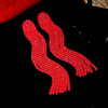 Irregular Long Tassel Earrings for Women Creative High Sense Light Red Drop Earring Inlaid Rhinestone Jewelry Gifts - Image 4