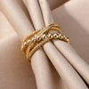 Stainless Steel Bead Twist Cross Rings For Women Gold Plated Irregular Opening Ring Wedding Aesthetic Jewelry - Image 4