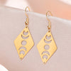 Crescent Goddess Black Birthstone Stainless Steel Earrings Triple Moon Wicca Pentagram Gothic Drop Earrings - Image 13