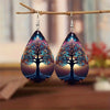 Bohemian Wooden Water Drop Earrings Elegant Rainbow Tree Of Life Willow Tree Teardrop Earring Double Sided Colorful Earrings - Image 7