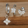 3PCS Silver Color Stainless Steel Crown Hoop Earring Set for Women Four Flower Zircon Cartilage Piercing Earring Jewelry - Image 21