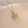 Light Spin Zircon Flower Pendant Necklace for Women Gold Color Quality High Sense Chain Necklaces Party Jewelry Gifts - Image 2
