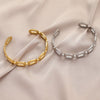 Square Link Stainless Steel Open Cuff Bracelet in Gold-Tone or Silver-Tone - Image 6