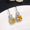 Simple and Elegant Square Cubic Zirconia Earrings Bling Yellow CZ Dangle Women Wedding Engagement Jewelry - Image 47