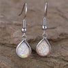 Female White Blue Fire Opal Stone Classic Silver Color Water Drop Earrings Cute Dangle Boho Jewelry For Women - Image 4