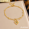 Stainless Steel Color Zircon Heart Double-layer Anklets For Women Foot Chains Jewelry Gift - Image 3