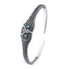 Retro Thai Silver Shiny Zircon Owl Silver Resizable Opening Bracelet For Women - Image 5