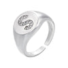 silver color A-Z Initial Signet Rings For Women Men Statement Ring 26 letters women adjustable rings - Image 15