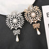 Gold Colour Rhinestone Crystal Flower Brooches For Women Drop Pearl Brooch Pins Wedding Bridal Party Charm Jewelry Gifts - Image 1