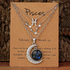 3 Pieces/Set Zodiac Retro Moon Glow Pendant Necklace Set with Birthstone Cards, Birthday Gift for Besties and BFFs - Image 8