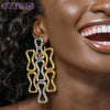 Two Tone Big Earrings Hollow Out Design Geometry Drop Earrings For Women Statement Party Jewelry Gift - Image 1