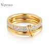 5MM Single Ring Diamond Set Double Ring for Women Stainless Steel Jewelry Travel Wedding Gifts - Image 1