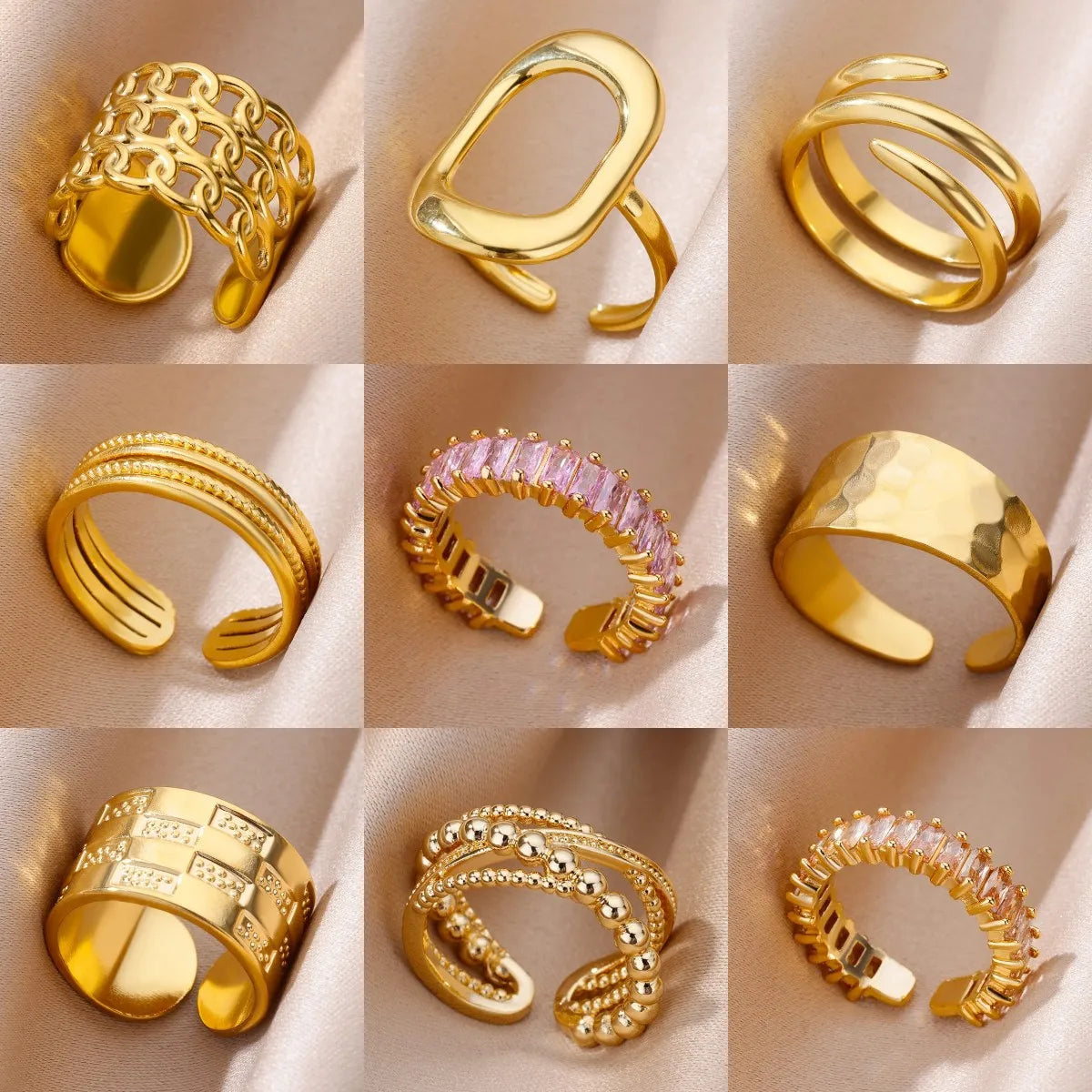 316L Stainless Steel Rings for Women Gold Color Classic rings wedding couple rings Jewelry - Image 1