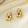 Stainless Steel Round Star Moon Heart Pendant Hoop Earrings for Women Classic Y2K Jewelry Gold Silver Color Earring - Image 3