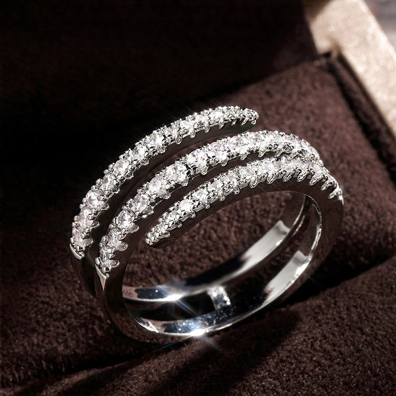 Surround Shaped Finger Rings for Women Shiny Crystal CZ Marriage Party Bridal Rings Statement Jewelry Whole - Image 1