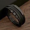 Multi Layers PU Leather Mens Closure Bracelet Waved Leather Gold Color Metal Tube Charm Mens Hiphop Jewelry - Image 4
