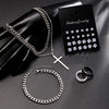 28pcs/set Casual Zircon Stud Earrings Cross Pendant Necklace Couple Ring Bracelet Set, Multi-piece Set, Suitable For Daily Wear - Image 4