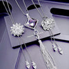 Swan Snowflake Long Necklace Sweater Chain Metal Chain Square Tassel Women Girls Pendant Necklaces Accessories Jewelry - Image 1