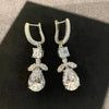 Female Earring Silver Sparkling Water Droplet Flower Earrings for Women Long Tassel Square Zircon Jewelry - Image 3