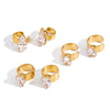 Geometric Cubic Zirconia Earrings For Women Minimalist Gold Plated Stainless Steel Clip Earrings Jewelry - Image 1