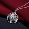 Silver Charm Round Tree of Life Earrings Necklace Set For Women Wedding Christmas Jewelry Set - Image 4