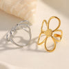 316L Stainless Steel Double Color Hollow Flower Open Ring Party Jewelry Women's Unique Ring Gift - Image 4
