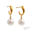Imitation Pearls Drop Stainless Steel Golden Korean Hoop Earrings Charms Jewelry Gift - Image 8