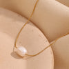 Minimalist Freshwater Pearl Chain Gold Plated Pendant Necklace 316L Stainless Steel Accessories - Image 5