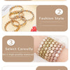 Happy Bangle Paved Diamond Enamel Beaded Bracelets For Women Boho Gold Color Elastic Bracelets - Image 43
