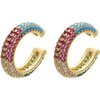 Cubic Zirconia Sparkling C Huggie Ear Cuff Earrings for Women Gold Plated Hoop Clip on Cartilage Earring - Image 7