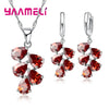 Anniversary Gift For Women Silver Color Jewelry Sets Cubic Zirconia Pendants Necklaces Charm Hoop Earrings - Image 8