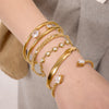 Minimalist Round White Zircon Double Layer Hollow Bracelet Pvd Stainless Steel Stackable Cuff Bangle Women - Image 2