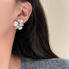 White Ggray Flower Pearl Earrings Necklace Accessory For Women's Girl’s Light Adjustable Necklace Set Jewelry - Image 5