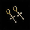 Silver Color Cross Zircon Pendant Earrings for Women Men Punk Hip Hop Piercing Personality Earrings Party Jewelry - Image 7