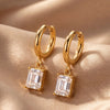 Small Rectangle Zircon Stone Charm Huggie Hoop Earrings Women Minimalist Stainless Steel Gold Color Earring Christmas Jewelry - Image 5